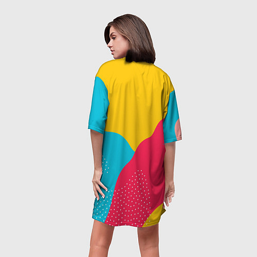 Женская длинная футболка Яркие кляксы - абстракция / 3D-принт – фото 4