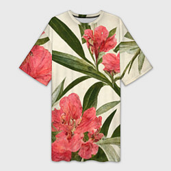 Женская длинная футболка Олеандр Элегантные цветы