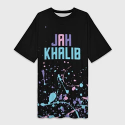 Футболка женская длинная Jah Khalib - краска, цвет: 3D-принт