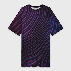 Футболка женская длинная Волнистый металлик, цвет: 3D-принт
