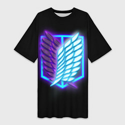 Женская длинная футболка Attack on Titan neon logo