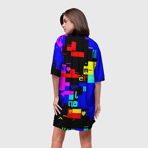Женская длинная футболка Яркая экранная композиция / 3D-принт – фото 4