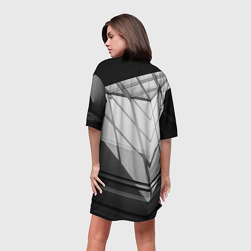 Женская длинная футболка Абстрактные тени и геометрические фигуры / 3D-принт – фото 4