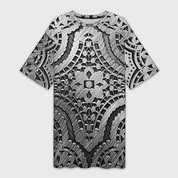 Футболка женская длинная Кружевная кольчуга, цвет: 3D-принт