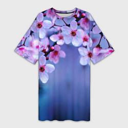 Женская длинная футболка Цветы дерева Черри Блоссом