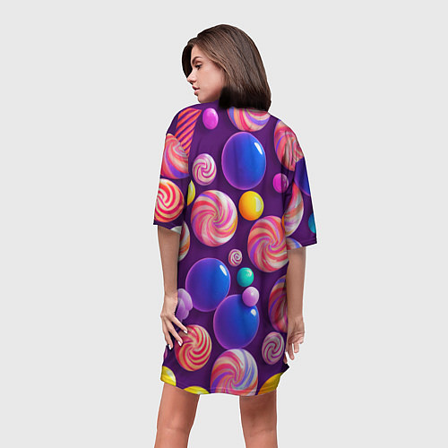 Женская длинная футболка Сладости для радости / 3D-принт – фото 4