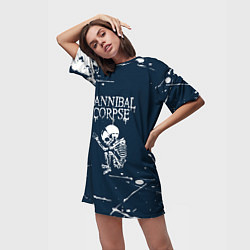 Футболка женская длинная Cannibal Corpse - брызги, цвет: 3D-принт — фото 2