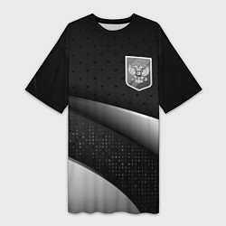 Футболка женская длинная Russia - black & white, цвет: 3D-принт