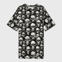 Футболка женская длинная Череп с оскалом, цвет: 3D-принт
