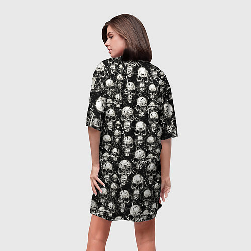Женская длинная футболка Череп с оскалом / 3D-принт – фото 4