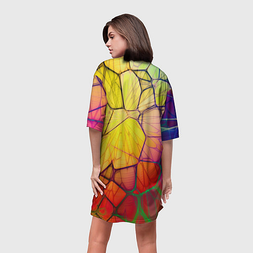 Женская длинная футболка Абстрактные цветные фигуры / 3D-принт – фото 4