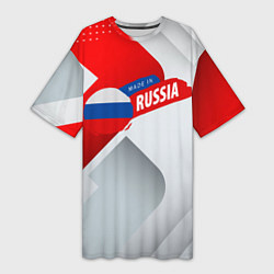 Футболка женская длинная Welcome to Russia red & white, цвет: 3D-принт