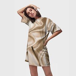 Футболка женская длинная Струящаяся золотистая ткань, цвет: 3D-принт — фото 2