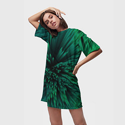 Футболка женская длинная Объёмные острые зелёные фигуры, цвет: 3D-принт — фото 2