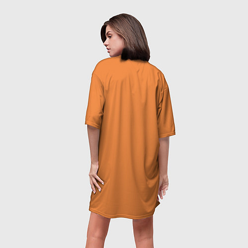 Женская длинная футболка Апельсиновый сок - Оранжевая версия / 3D-принт – фото 4