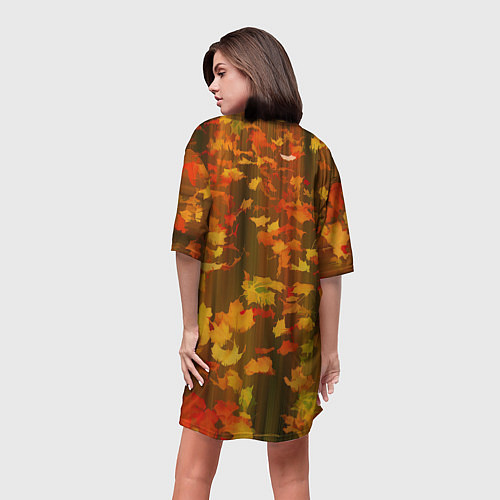 Женская длинная футболка Осеннее золото / 3D-принт – фото 4