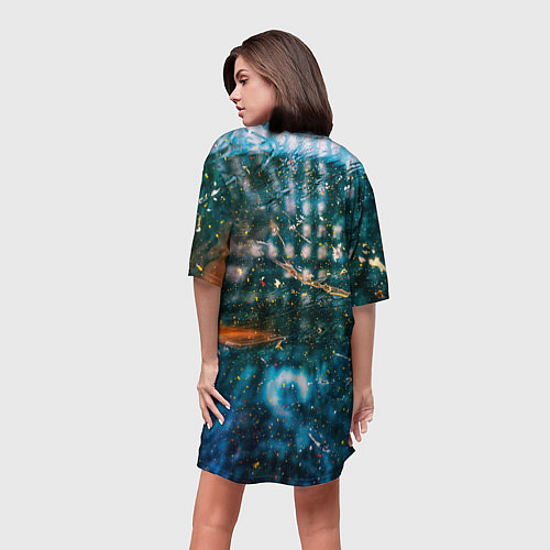 Женская длинная футболка Тени города и краски / 3D-принт – фото 4