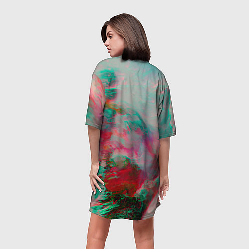 Женская длинная футболка Абстрактные переливающиеся краски / 3D-принт – фото 4