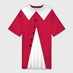 Женская длинная футболка Новогодний костюм Буратино Красная курточка