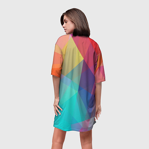 Женская длинная футболка Нежный разноцветный фон / 3D-принт – фото 4