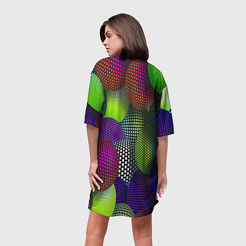 Женская длинная футболка Трехмерные разноцветные шары / 3D-принт – фото 4