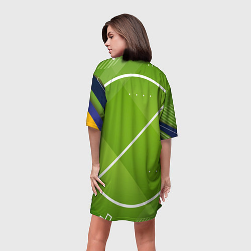 Женская длинная футболка Atletico madrid Мяч / 3D-принт – фото 4