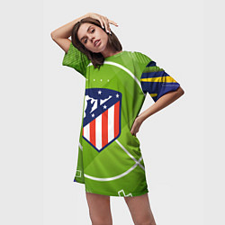 Футболка женская длинная Atletico madrid Поле, цвет: 3D-принт — фото 2