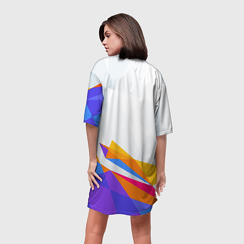 Женская длинная футболка Barcelona цветные геометрии / 3D-принт – фото 4
