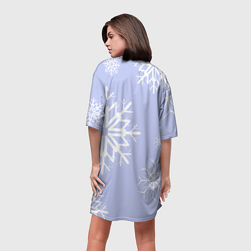 Женская длинная футболка Снежинок узоры / 3D-принт – фото 4