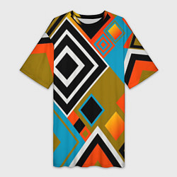 Женская длинная футболка Фон из разноцветных квадратов