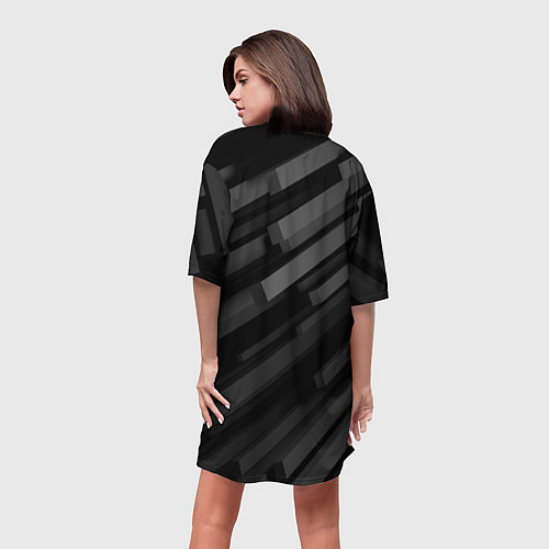 Женская длинная футболка Геометрические объёмные прямоугольники / 3D-принт – фото 4