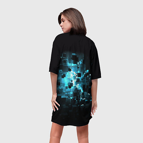 Женская длинная футболка Прорыв - абстрактные кубы / 3D-принт – фото 4