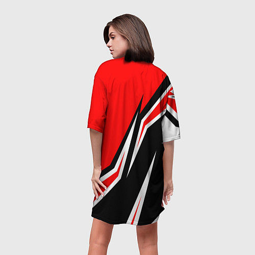 Женская длинная футболка Samurai - Киберпанк 2077 - Красный спорт / 3D-принт – фото 4