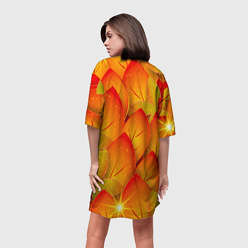 Женская длинная футболка Осенние желтые листья / 3D-принт – фото 4
