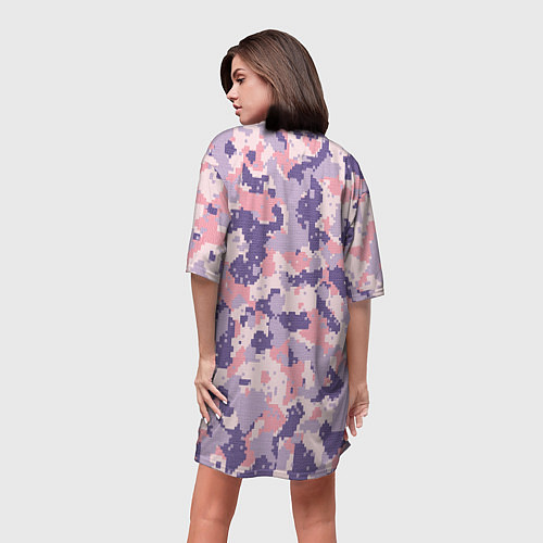 Женская длинная футболка Цифровой камуфляж - сине-фиолетовый / 3D-принт – фото 4
