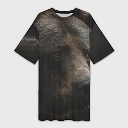Женская длинная футболка Медведь