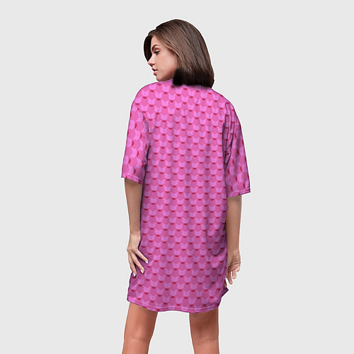 Женская длинная футболка Геометрический современный розовый однотонный узор / 3D-принт – фото 4