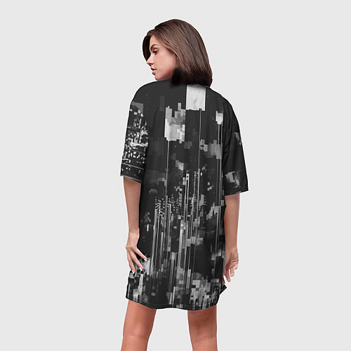 Женская длинная футболка Чёрный брутальный Шевроле / 3D-принт – фото 4