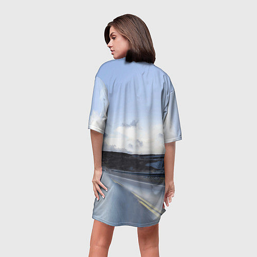 Женская длинная футболка Фура Вольво на трассе / 3D-принт – фото 4