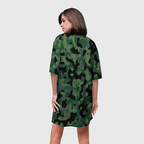 Женская длинная футболка Камуфляж WW2 Tropics Verdant / 3D-принт – фото 4
