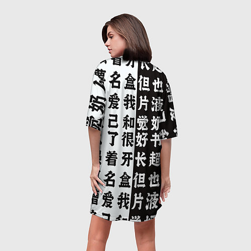 Женская длинная футболка Аяка в платье - genshin impact / 3D-принт – фото 4