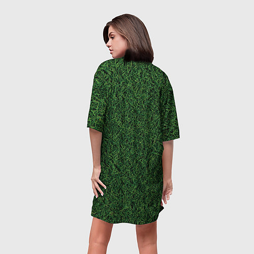Женская длинная футболка Зеленая камуфляжная трава / 3D-принт – фото 4