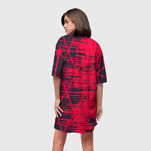 Женская длинная футболка Black & Red / 3D-принт – фото 4