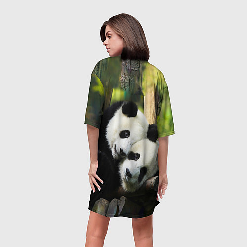 Женская длинная футболка Влюблённые панды / 3D-принт – фото 4