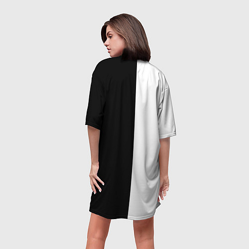 Женская длинная футболка ШБ черно-белый вариант / 3D-принт – фото 4