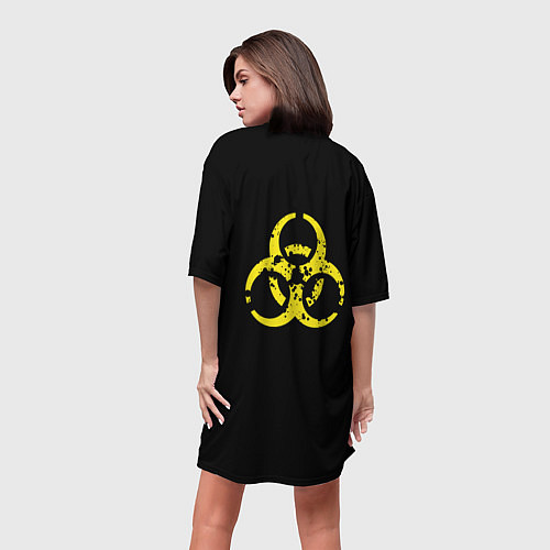 Женская длинная футболка TOXIC - Биологическая опасность / 3D-принт – фото 4
