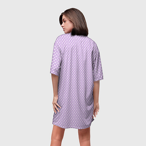 Женская длинная футболка Вязаное полотно - Розовое / 3D-принт – фото 4