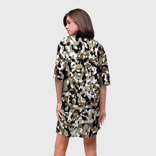 Женская длинная футболка Камуфляж зимний лес - мелкий / 3D-принт – фото 4