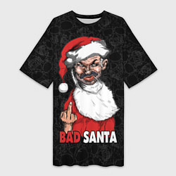 Футболка женская длинная Fuck you, bad Santa, цвет: 3D-принт