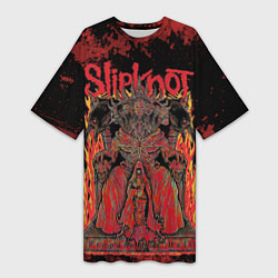 Футболка женская длинная Slipknot black and red, цвет: 3D-принт